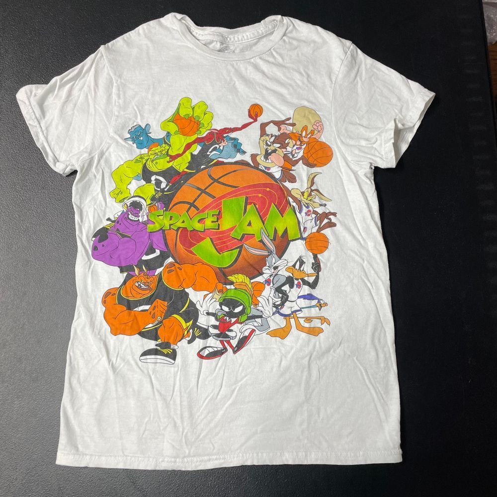 Space Jam Loony Tunes Basketball Graphic Print T Shirt Kids Size Small‎